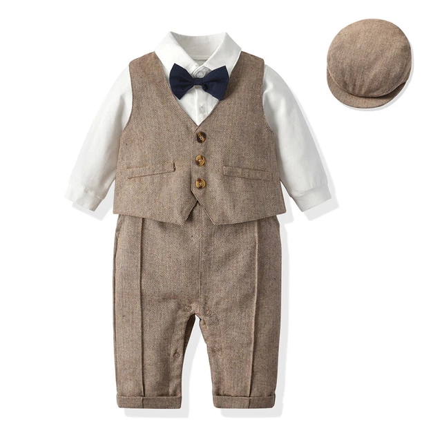Tuta da allenamento baby ragazzi gentiluomo reggiseno + carro armato + cappello festival outfits 3 pezzi 7