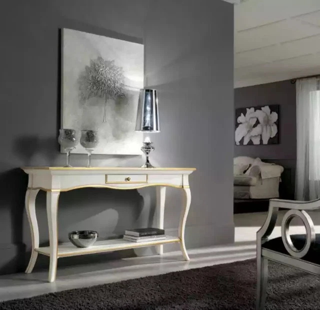 TABLE CONSOLE CLASSIQUE Buffet Bois Luxe Blanc Design EUR 2.132,44 ...