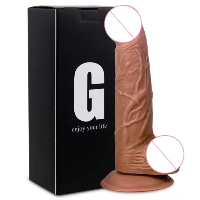 Godemiché-En-Silicone-Réaliste-Avec-Ventouse-Énorme-Pour-Femme-Plug-Anal-Neuf