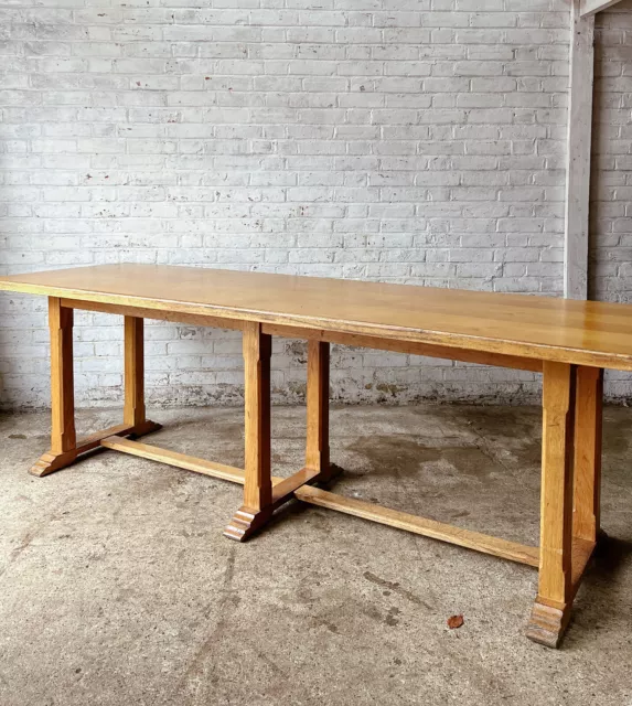 Large Oak Dining Table 8-10 Seater Trestle / Kitchen / Retail ANTIQUE VINTAGE