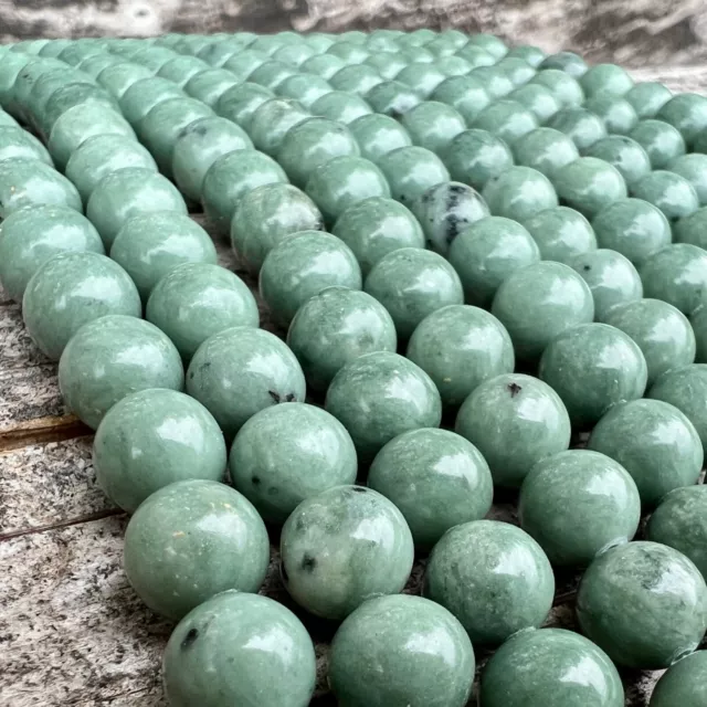 Echter Grüner Jade  stein 8mm Perlen 39cm Strang Gebohrt Nephrit Lose Perlen