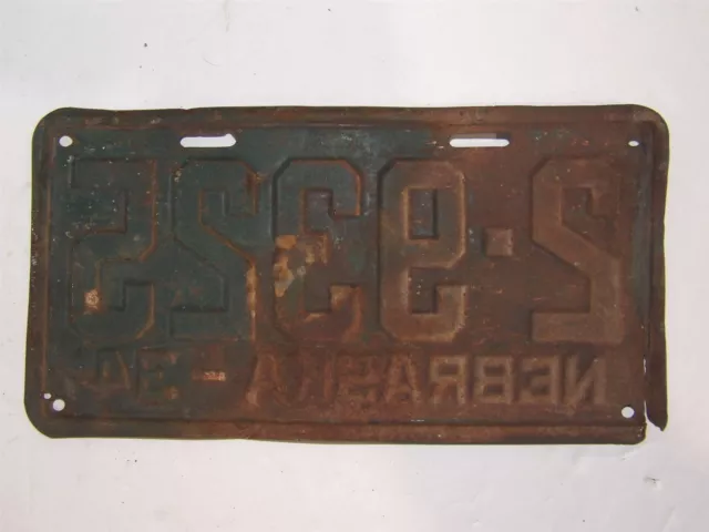 License Plate Passenger Metal Registration Metal Tag Tab 1934 34 Nebraska 2-9325 3