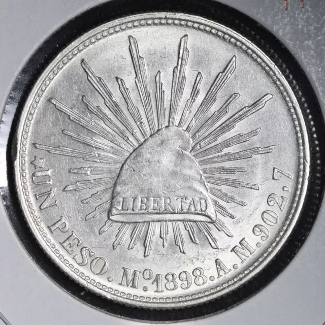 1898 MO AM Mexico Peso Restrike Sweet Silver Coin CHOICE AU++ E789