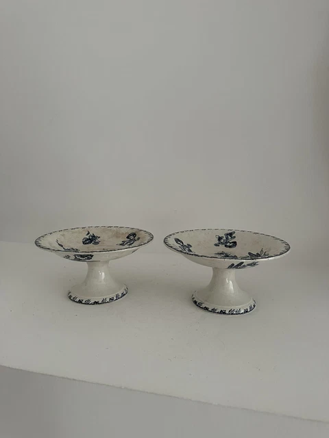 2 Compotiers Terre de Fer / Plat U&C  Sarreguemines Modèle Stella Faïence 19eme