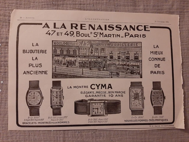 Antique Press Pub - 1924 Cyma - Old Paper Warning