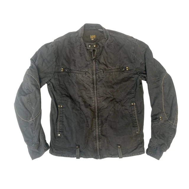 G-Star Raw Motor Safety Plus Denim Jacket Black Collarless Size XL