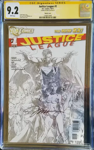 JUSTICE LEAGUE #! New 52 Sketch Cover 1:200 CGC SS 9.2 Signed by Jim Lee