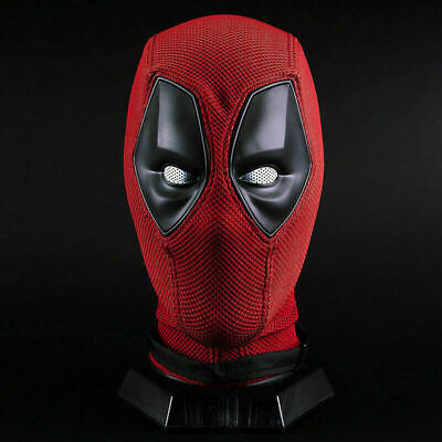 Cosplay Deadpool Full Face Mask Red Superhero Perspective Breathable Knit Hood
