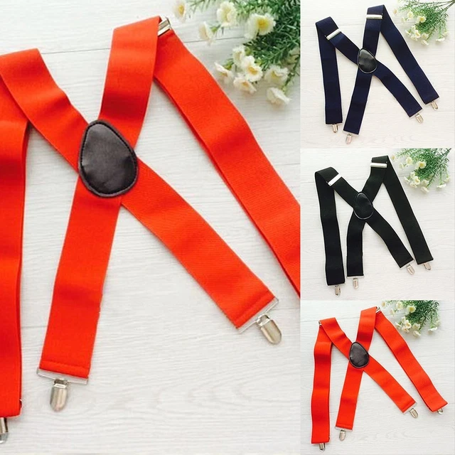 Bretelle forma a X resistenti accessori larghi taglia unica clip pantaloni