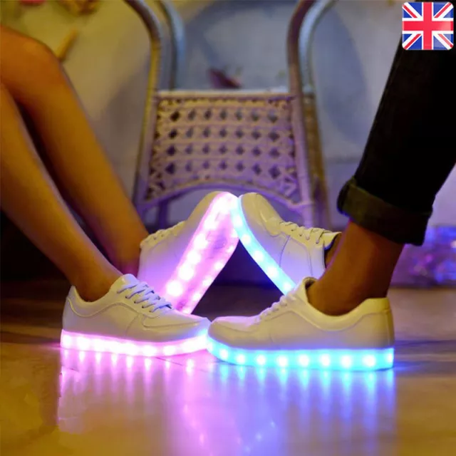 Flashing LED Light Up Shoes Luminous Sneakers Men Women Leather Casual Trainers