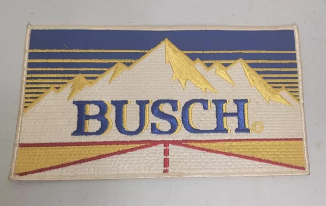 Vintage Busch Beer Embroidered Patch Large 10.5"x6" Iron On Nascar Racing Promo