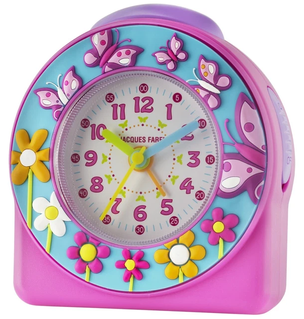 JACQUES FAREL Réveil pour Enfants Analogue Quartz Fille Papillon Acw 69 Rose