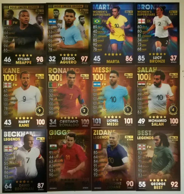 Topps Match Attax 101 2019 Legends Limited Editions 100 All cards 1 to 192