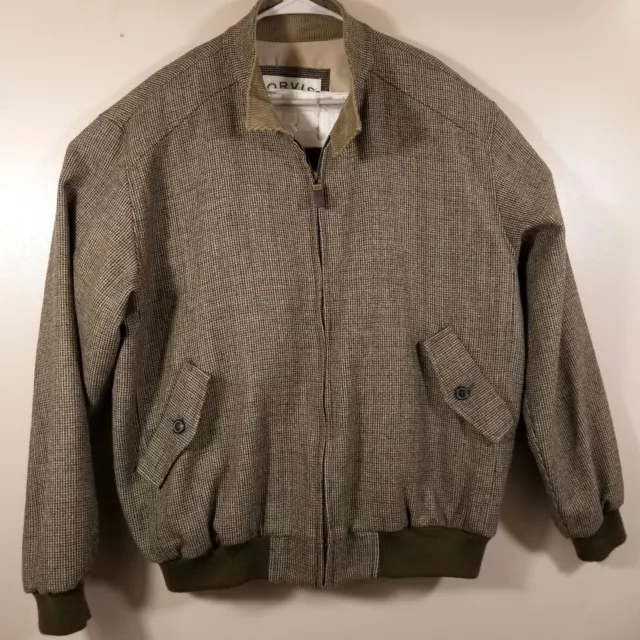 Orvis Tweed Wool Bomber Type Jacket Men's Large Sporting Corduroy Collar