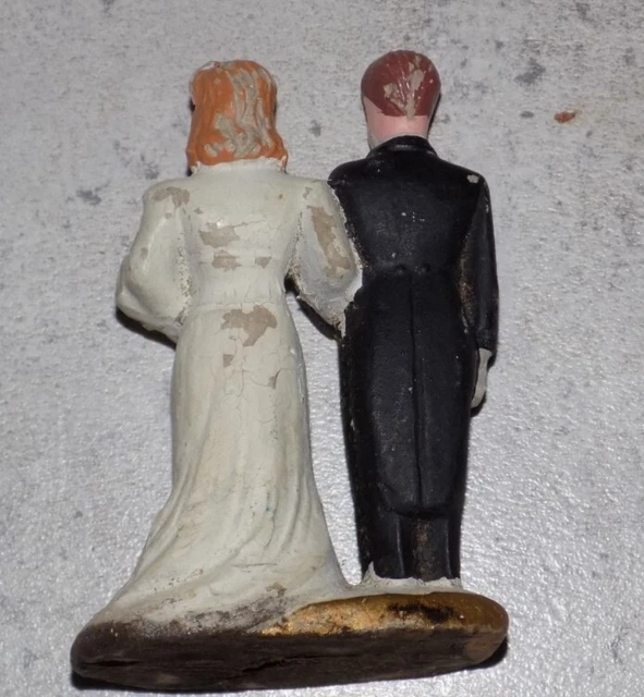 Ancien Couple De Mariés En Plâtre Pour Gâteau De Mariage 3