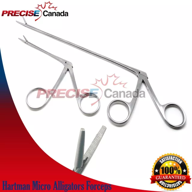 2 Hartman Alligator Ear Forceps 3.5'' & 8'' Serrated ENT Surgical Diagnostic