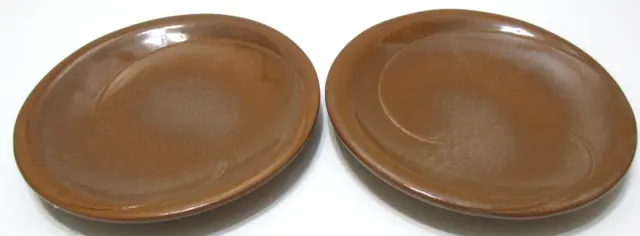 Vintage Frankoma Pottery Plate 4G PAIR Lazybones Brown 7 1/8" D