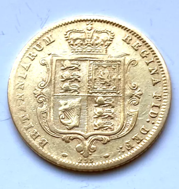 1872 victoria  shield half sovereign die 255