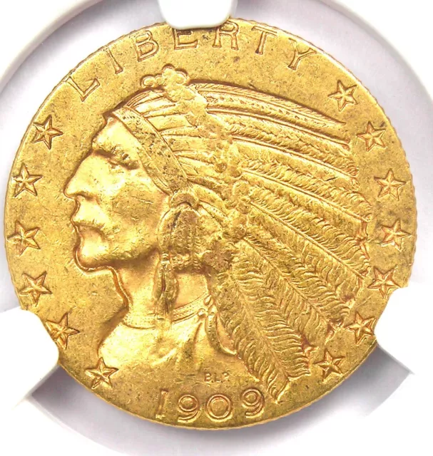 1909-S Indian Gold Half Eagle $5 Coin - NGC AU58 - Rare San Francisco Date!