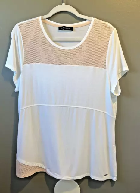 Ivanka Trump Womens White Short Sleeve Mesh Accent T-Shirt Sz L/XL? Stretchy