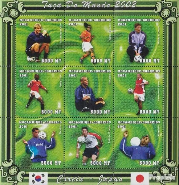Mosambik 1805-1813 Sheetlet nuevo con goma original 2001 Fútbol-WM 2002