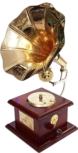 Vintage Miniatura Madera Gramófono Showpiece Memorabilia Souvenir para