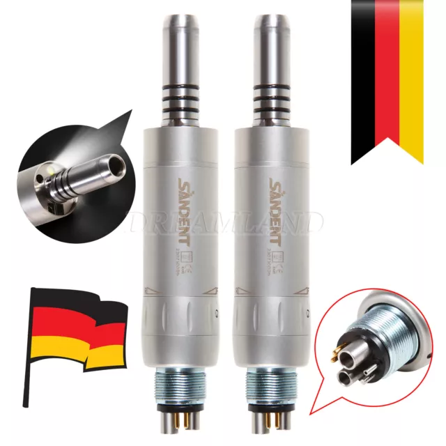 2 x Dental Air Motor Licht Light LED Fiber Optic Handstück 6 Holes Inner Spray