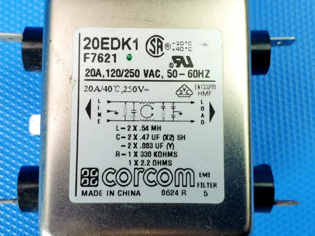 Corcom 20EDK1 F7621 Power Line Emi Filter 20A 120/250VAC 50-60HZ  Inkl. MwSt. 3