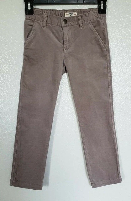 OshKosh Beige Cotton Velvet Stretch Straight Leg Adjust. Waist Pants, Girls Sz 6