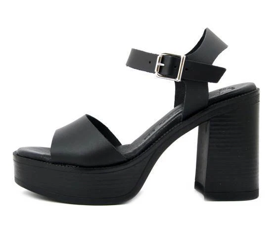 Sandales Femmes Noir Confortable en Cuir Noir Hauts Talons 10 CM et le Plateau