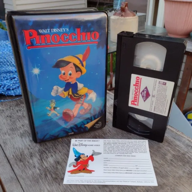 RARE BLACK DIAMOND CLAMSHELL Walt Disney Classics Pinocchio 1985 First Release