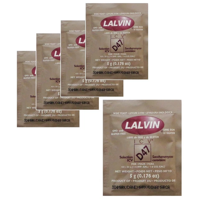 5x vini bianchi lievito e arrossati Lalvin D47 5g produzione di vino homebrew 4,5 L-23 L