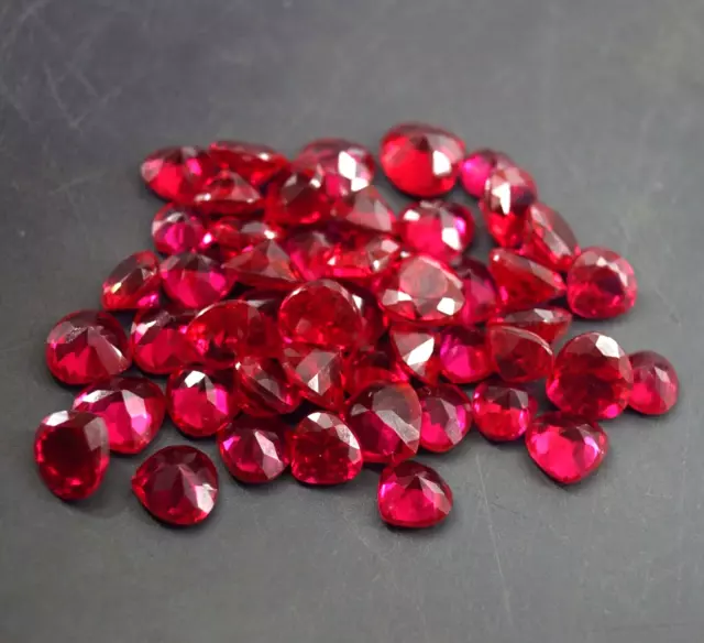 Certified 220 Ct Lot 7-12mm Size Natural Pear Flawless Burmese Red Ruby Gemstone