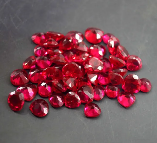 Certified 250 Ct Lot 7-12mm Size Natural Pear Flawless Burmese Red Ruby Gemstone