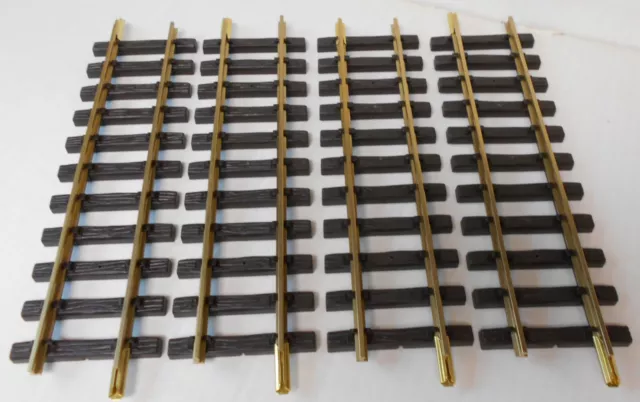 LGB 10000 G-Scale 12 inch Straight Track - 4 pcs, Brown Ties with Brass Rail