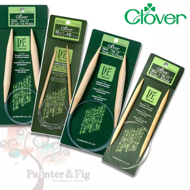 Clover Takumi Circular Knitting Needles - Premium  Bamboo Many Sizes & Lengths