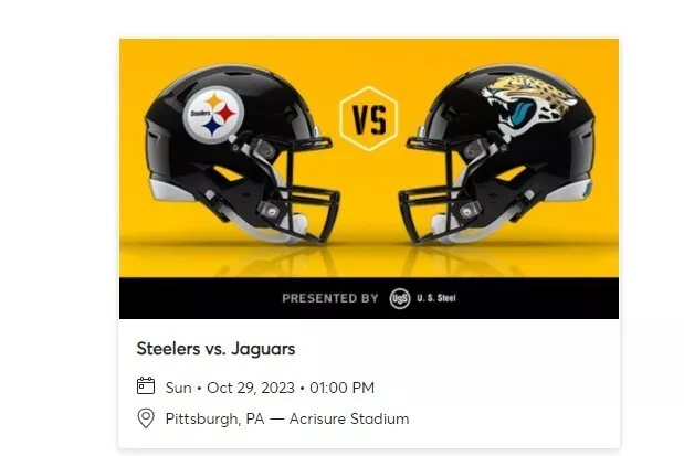 Pittsburgh Steelers Jaguars 10/29 Champions Garage Parking Pass
