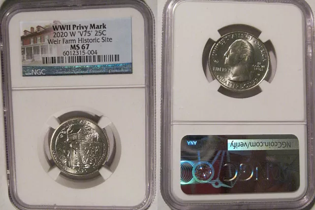2020 W Weir Farms Historic Site NP Quarter 25c NGC MS 67 Privy Mark V75
