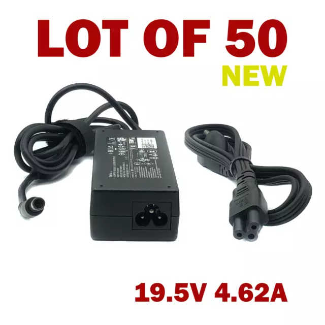 Lot of 50 NEW Genuine Dell AC Adapter Charger 19.5V 4.62A 90W 7.4x5mm w/Cord