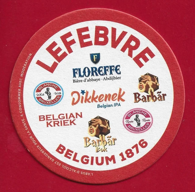 4 Sous Bocks neuf viltje, coaster  LEFEBVRE, FLOREFFE, BARBAR, Blanche de BRUXEL