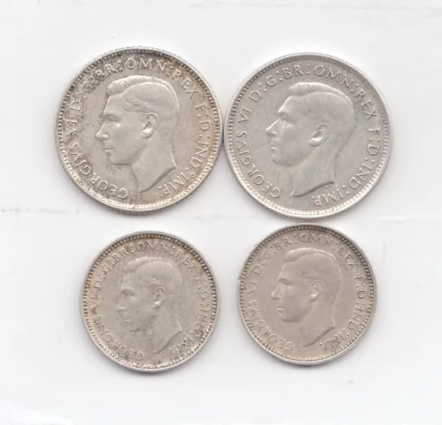 4 Australia Silver 1939-1942 Coins-Lot C3