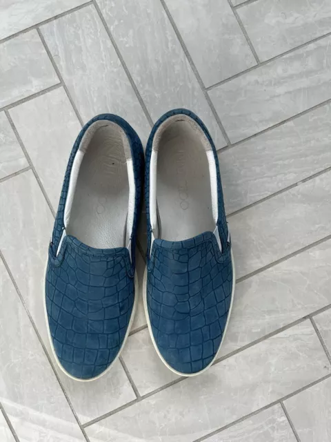 Jimmy Choo Men’s Slip-on Crocodile Print Blue Embossed Leather Loafer - Size 41