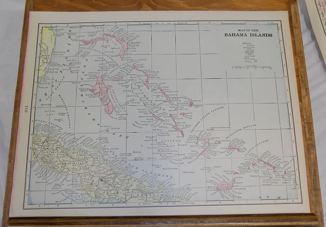 c1900 COLOR Map/BAHAMA ISLANDS/JAMAICA/HAITI/SAN DOMINGO, & LESSER ANTILLES