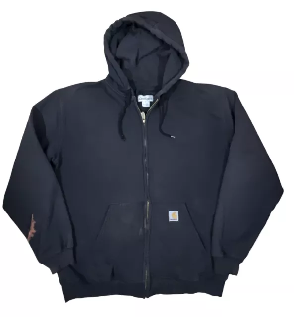 VTG CARHARTT K185 Black Full Zip Heavyweight Hooded Sweatshirt