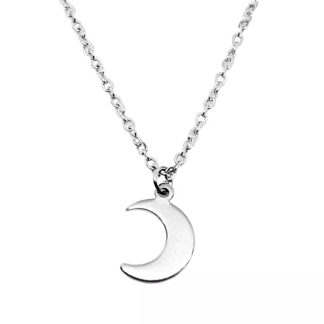 Collana con Luna crescente Argento ciondolo e catena in Acciaio inox Uomo Donna