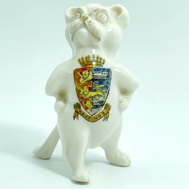 Vintage Original Crested China Lovely Dog Bulldog Unusual Shape Hastings Crest