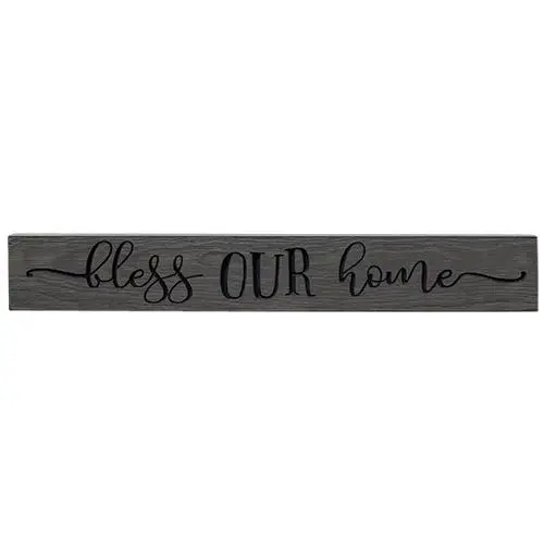 New Rustic Farmhouse Chic Shabby BLESS OUR HOME Grey Wood Sign 24"