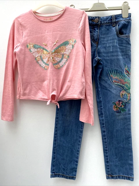 Girls clothes bundle 8-9 years Next jeans sequin F&F top excellent condition