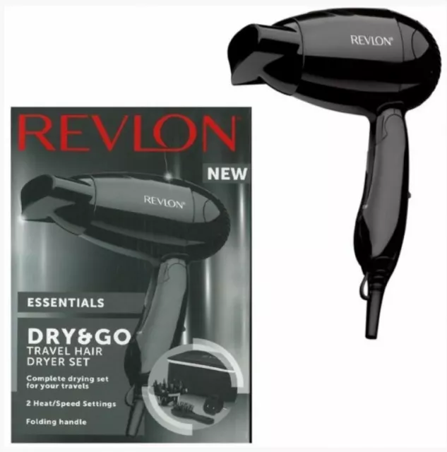 TRAVEL HAIR DRYER set Revlon dual voltage, diffuser brush adapter and pouch  £ - PicClick UK