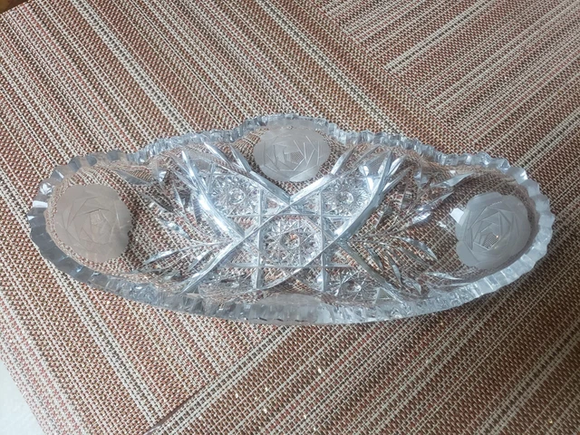 Vintage American Brilliant Period Cut Glass Cristal Fruit Bowl 8